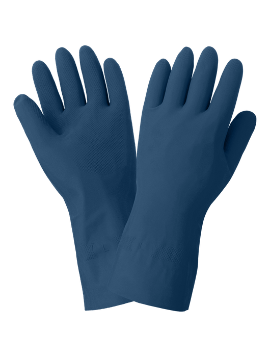 FrogWear® 17 mil Blue Unlined Latex Rubber, Blue, Diamond Pattern Grip, 12"