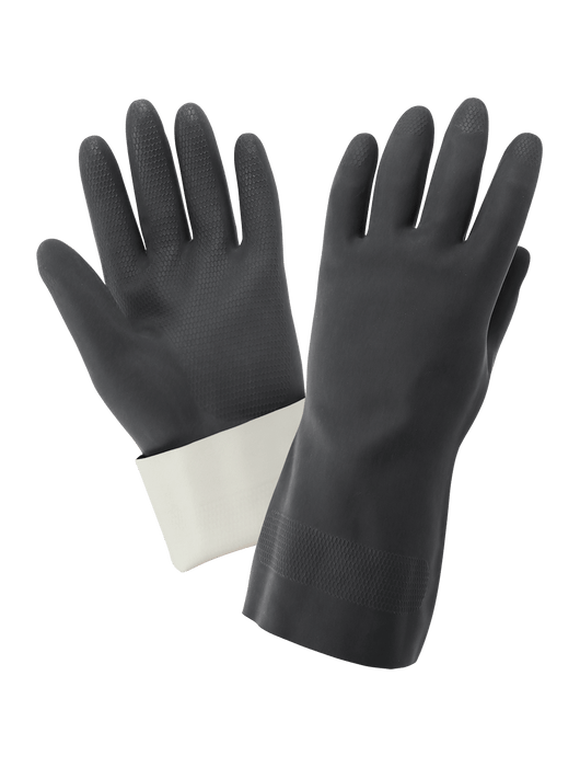 FrogWear® Premium Black Flock-Lined 30-Mil Neoprene Unsupported Gloves with Honeycomb Pattern Grip