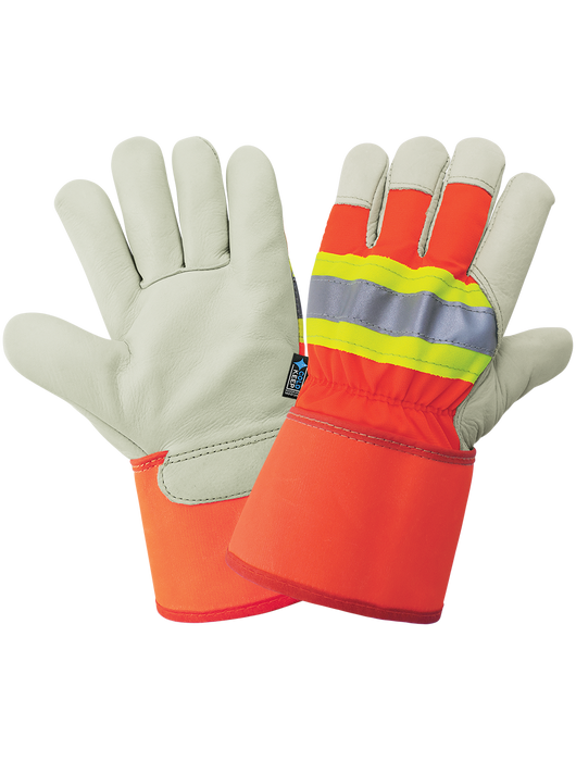 Premium Grade Cowhide Insulated Hi-Vis Gloves w/ Safety Cuff