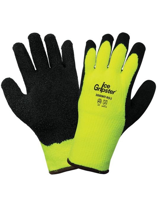 Ice Gripster® - Black Etched Foam Rubber Dip, Water Repellent Hi-Vis Neon Brushed Acrylic Terry Cloth