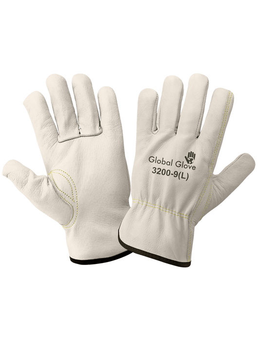 Premium Grade Grain Cowhide Drivers Gloves, Keystone Thumb, Sewn w/ DuPont™ Kevlar® Fiber