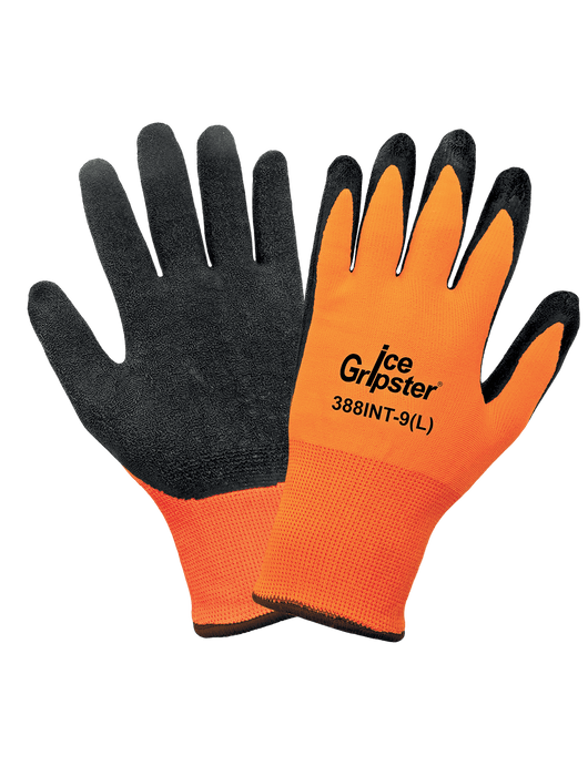 Ice Gripster®- Water Repellent 2-Layer Nylon Over Seamless Brushed Acrylic Terry Cloth Shell, Etched Rubber Finish, Hi-Vis Orange Shell