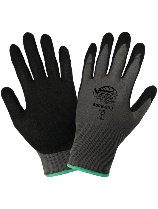 Tsunami Grip® Light - Black Single Dip Mach Finish Nitrile, 13-Gauge Gray Nylon Shell