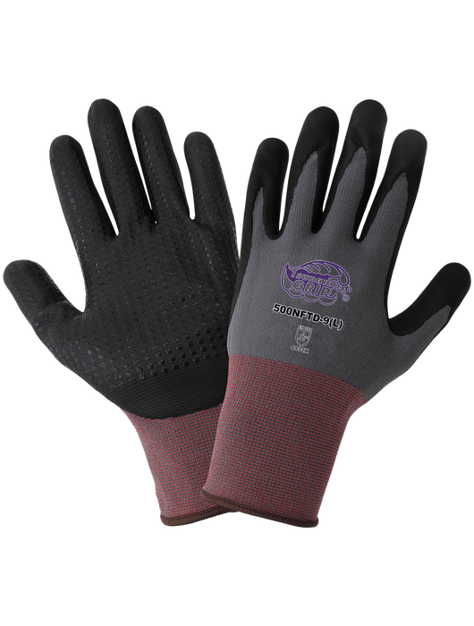 Tsunami Grip® - New Foam Technology Nitrile, Nitrile Dots, 15 Gauge Nylon Shell