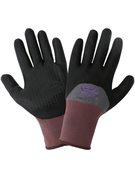 Tsunami Grip® - ¾ dipped New Foam Technology Nitrile, Nitrile Dots, 15-Gauge Nylon Shell