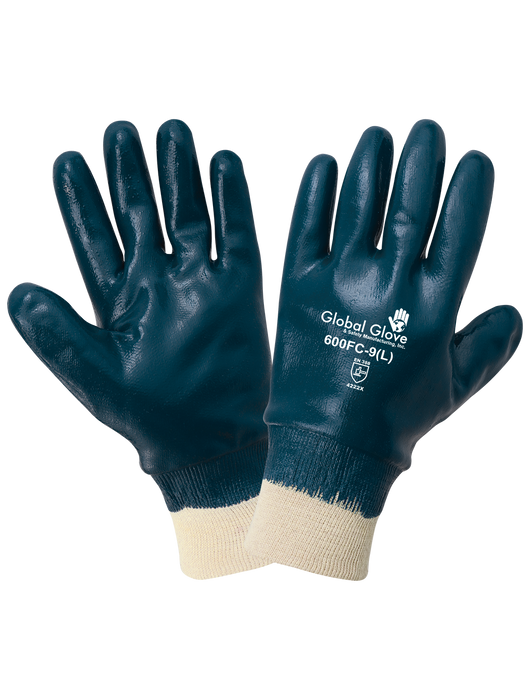 Premium Solid Nitrile Fully Coated Two-Piece Jersey Gloves, Knit Wrist