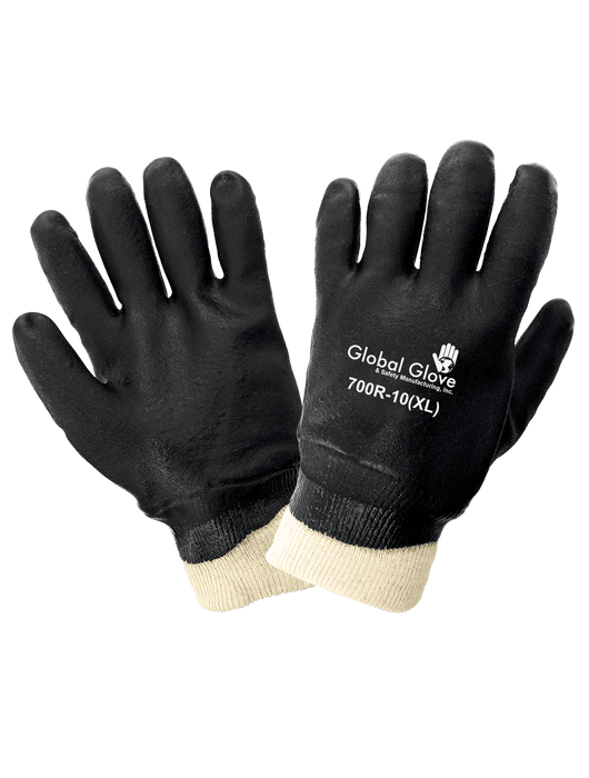 Jersey Liner Double-Coated with Black PVC Chemical Handling Gloves