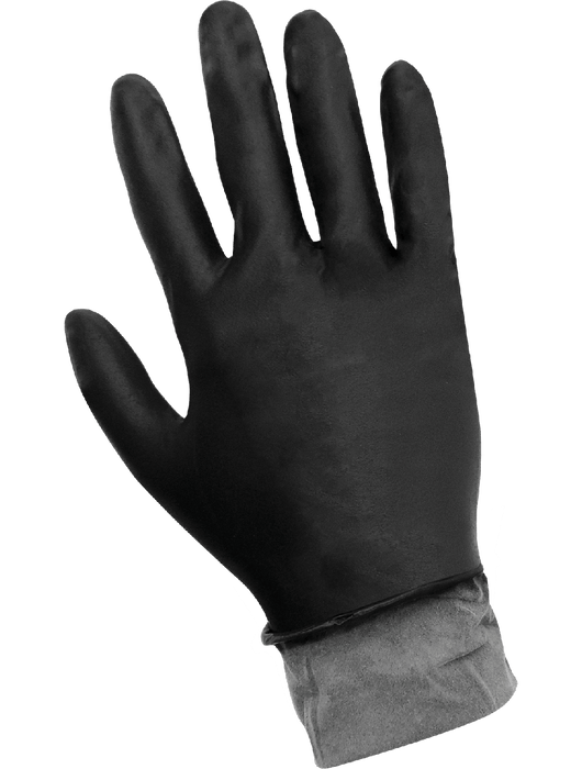 Panther-Guard® Disposable Glove 8 mil Black Flocklined Nitrile, Textured Grip, 11"