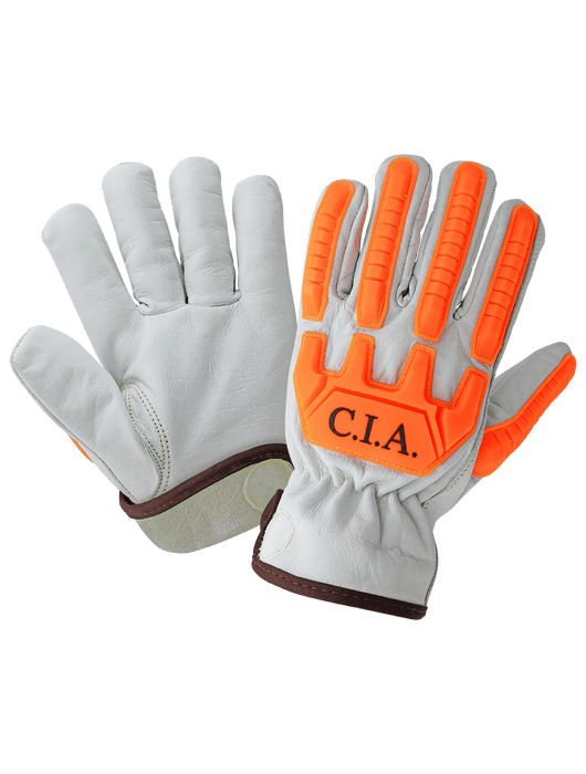 High-Visibility Cut and Impact Resistant Buffalo Leather Drivers Gloves, ANSI/ISEA 105 Cut Level A7
