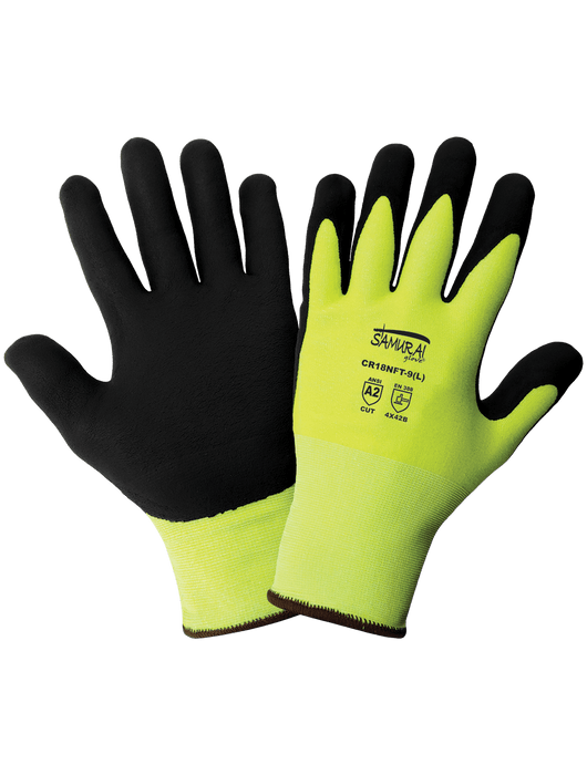 Samurai Glove® Hi-Vis Cut Resistant Nitrile Coated Gloves, ANSI Cut Level A2