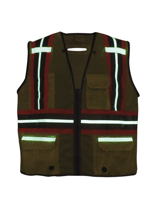 FrogWear Cl. 2 Hi-Vis Lime Photoluminescent Surveyors Safety Vest, D-Ring Pass Through Opening