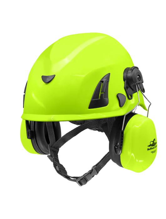 Bullhead Safety® Hi-Vis Lime Premium Style Cap-Mounted Earmuff, NRR 22 dB