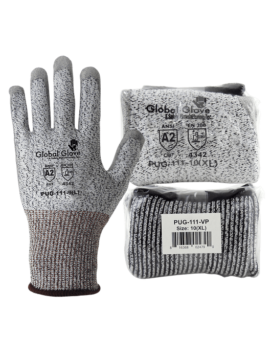 Samurai Glove®- Salt & Pepper 13-Gauge HDPE Liner, Gray PU Dipped Palm- Vend Pack