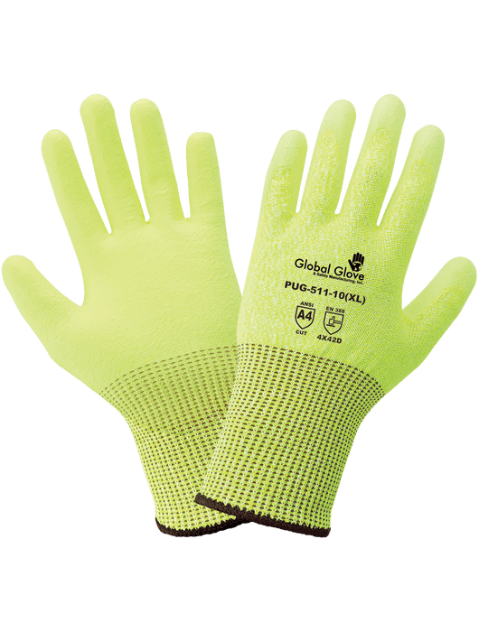Tuffalene® - Polyurethane Coated High-Visibility Cut Resistant Gloves ANSI Cut Level A4