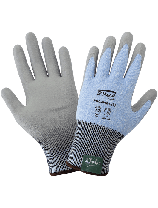 Samurai Glove® Light Blue 18-Gauge Tuffalene® w/Polyurethane Dipped Palm, ANSI Cut Level A2