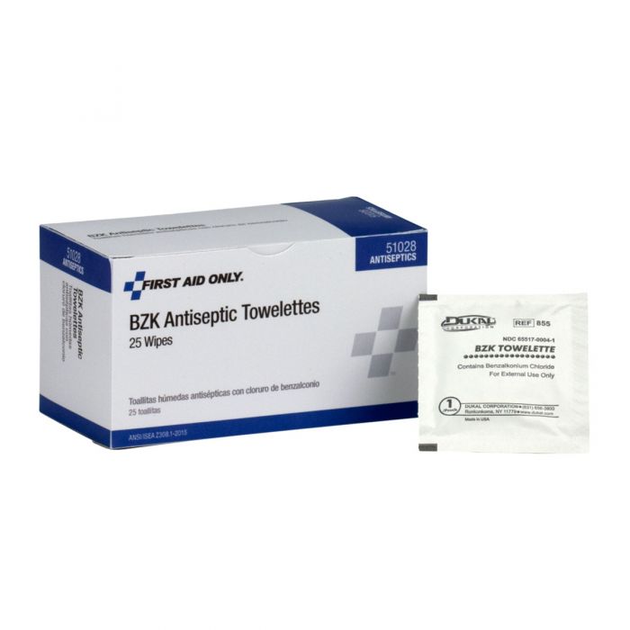 BZK Antiseptic Wipes, 25 Per Box