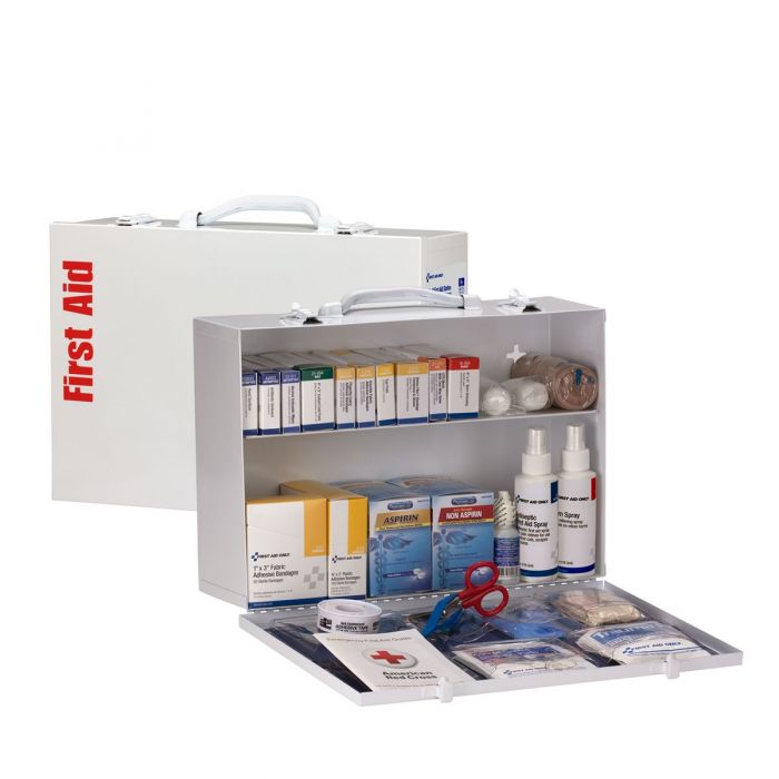 75 Person 2 Shelf First Aid Metal Cabinet, ANSI A+, Type I & II, with Medications