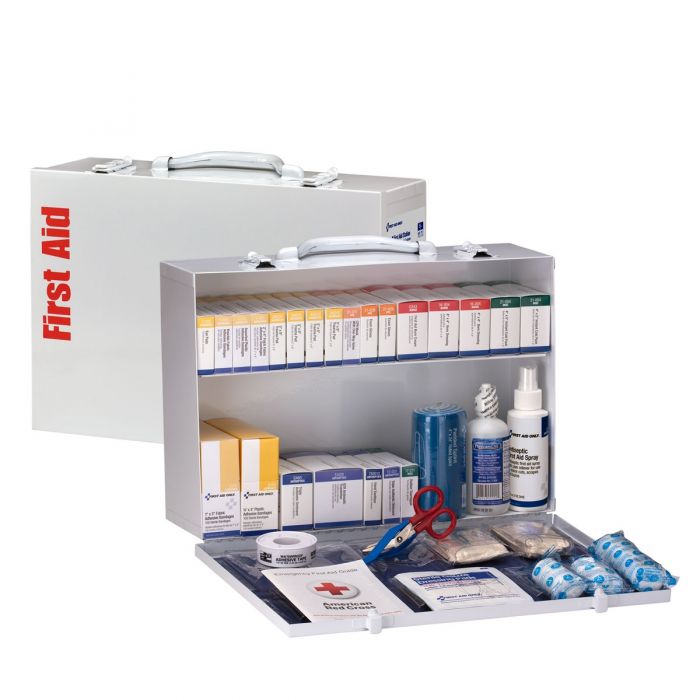 75 Person 2 Shelf First Aid Metal Cabinet, ANSI B+, Type I & II