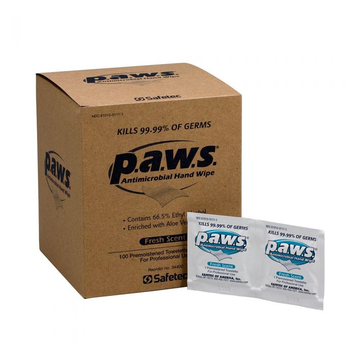 PAWS Antimicrobial Wipes, 100 per Box