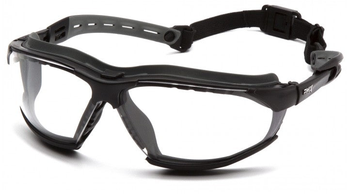 Isotope Safety Glasses with Black Frame and Clear Anti-Fog Lens