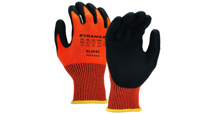 Hi-Vis Orange, 13g HPPE Liner, Polyurethane Palm Coating, ANSI Cut Level 4