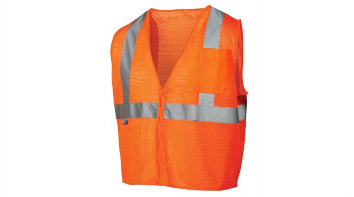 ANSI Class 2 Hi-Vis Safety Vest, 2-Pockets, Zipper