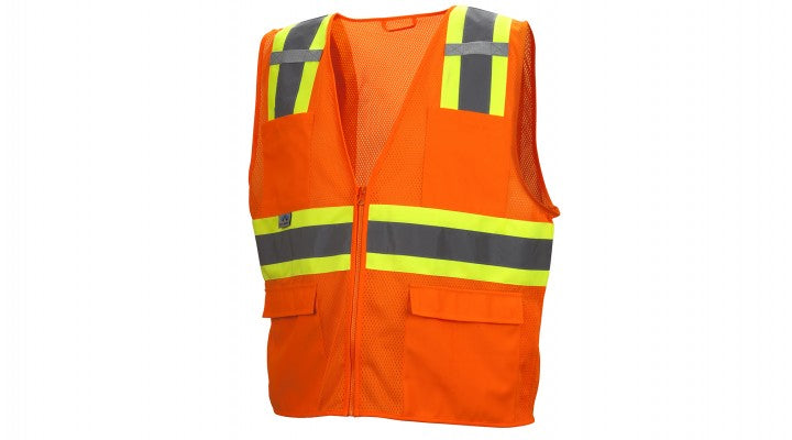 ANSI Class 2 Hi-Vis Safety Vest, 6-Pockets, Zipper