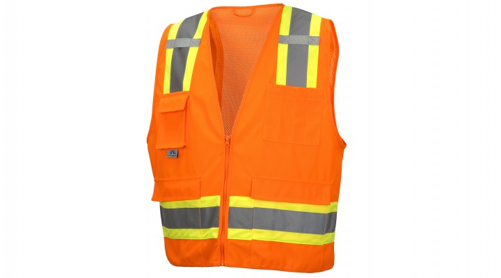 ANSI Class 2 Hi-Vis Safety Vest, 8-Pockets, Zipper