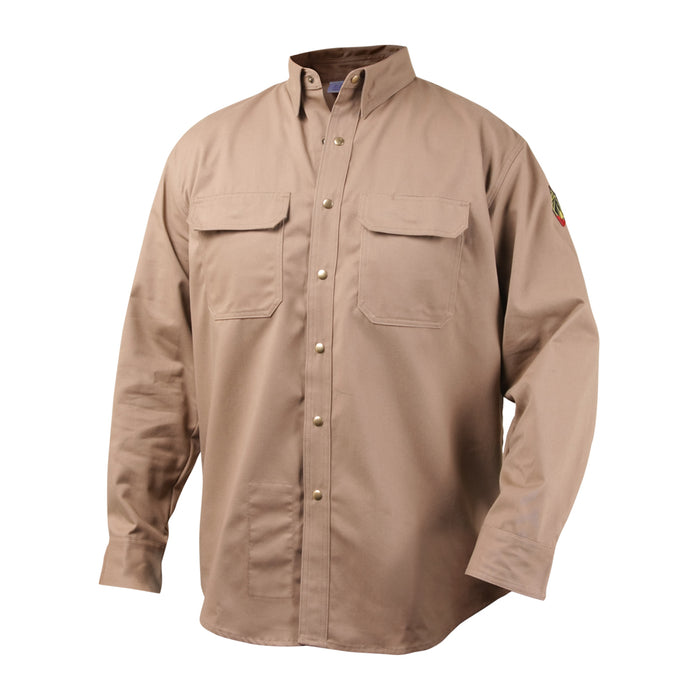 Flame-Resistant Cotton Work Shirt, 7 oz., Chest Pockets w/Flaps, Durable Metal Snaps