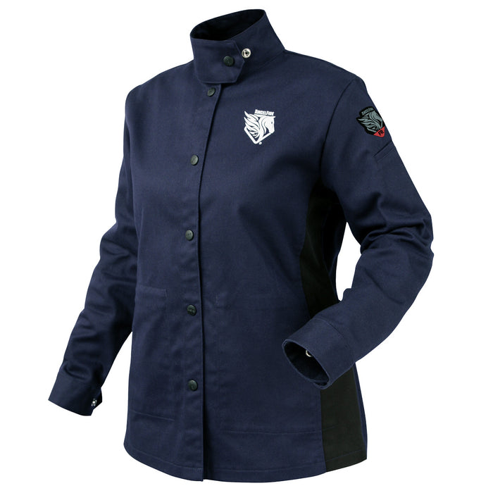 AngelFire® Women's FR Cotton Welding Jacket, Navy & Black