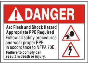 7" x 10" Danger Arc Flash and Shock Hazard Appropriate PPE Required ...