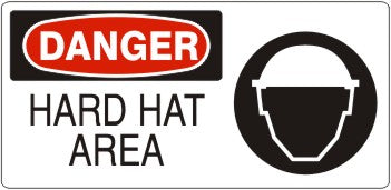 5" x 12" Danger Hard Hat Area