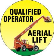 Qualified Operator Aerial Lift Hard Hat Sticker — Safety & Packaging Sales