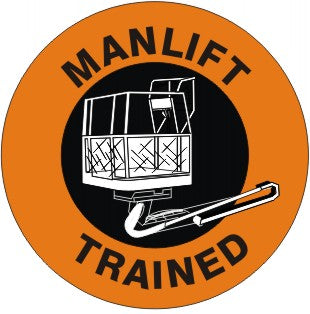 Hand Lift Sticker Manlift Trained Hard Hat Sticker — Safety & Packaging Sales