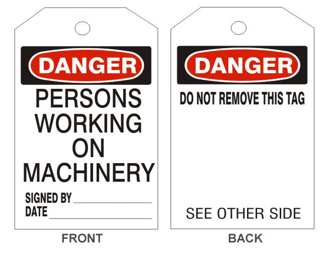 6" x 3" Danger Persons Working On Machinery Tags