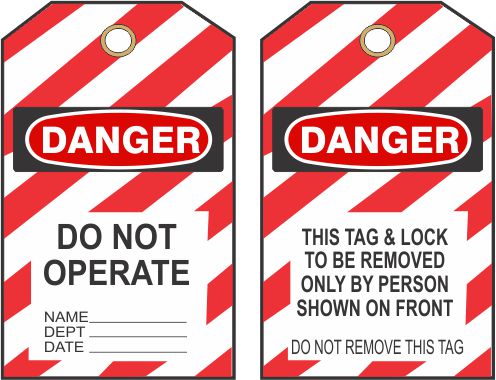 6" x 3" Laminated Tags - Danger Do Not Operate Pack of 10