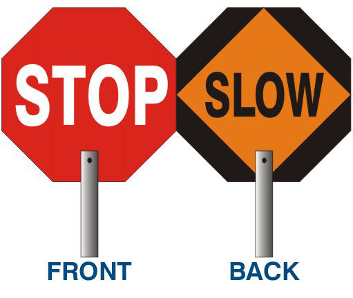 24" Stop Slow Paddle Sign - 81" PVC Handle