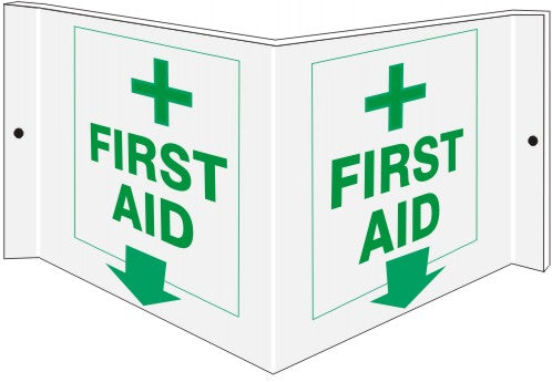 6" x 12" Projecting Wall Sign- First Aid Related