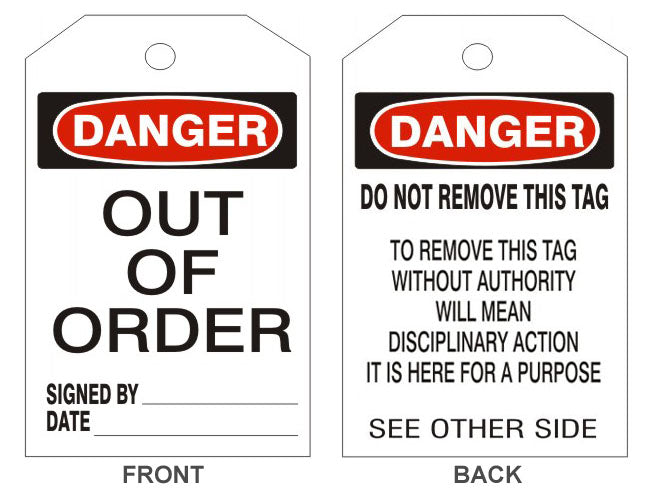 6" x 3" Danger - Out of Order - Pack of 10