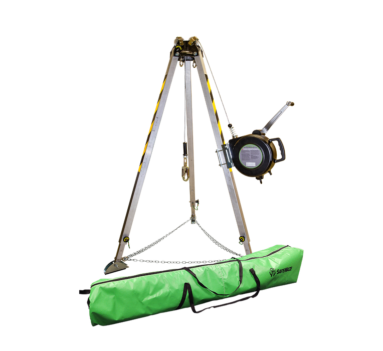 Confined Space System - Includes 019-11000 Aluminum Tripod, SW-019-11005 65' 3-Way System & Carry Bag