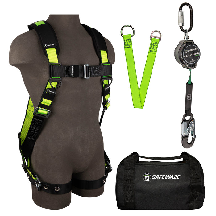 PRO Bag Combo - Single D-Ring Harness w/Grommet Leg Straps, Latitude Pro 7' Single Web SRL, 3' Cross Arm Strap & 13" Bag