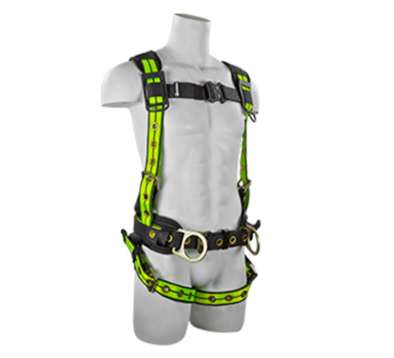 PRO+ Iron Worker Three-D-Ring Positioning Harness w/Grommet Leg Straps & Sewn-In Comfort Waist Pad