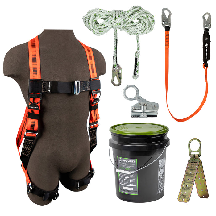 V-LINE Bucket Roofer’s Kit with Dual Cam Rope Grab in a Bucket