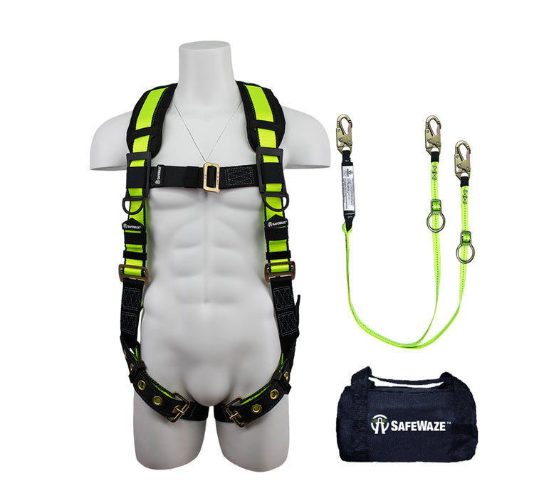 Pro Compliance Kit - Grommet Leg Harness, Dual-Leg Tie-Back Energy Absorbing Lanyard + Bag