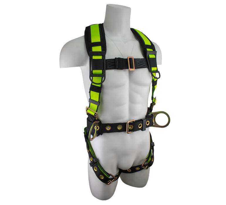 PRO Construction Harness w/ Free Floating Back Pad, Grommet Leg Straps & Side Positioning D-Rings