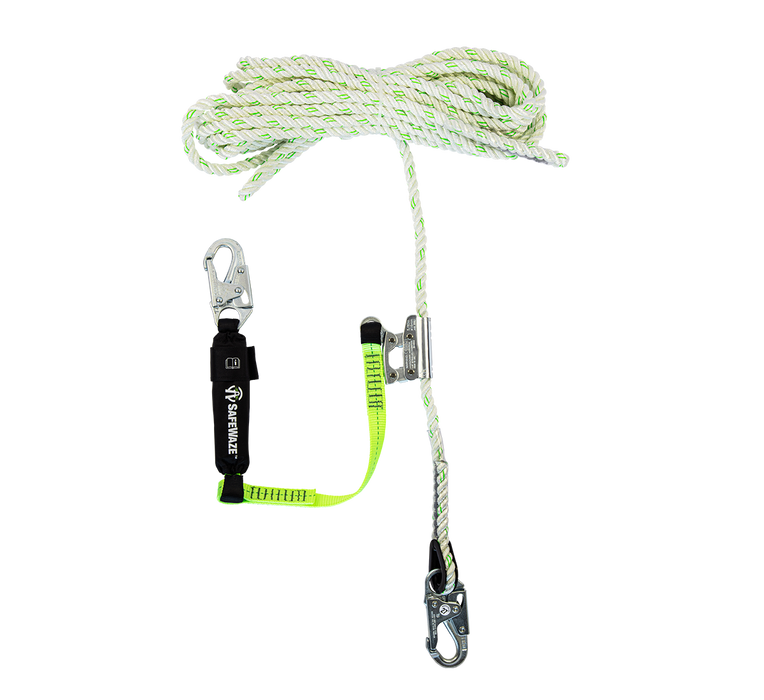 Premium 5/8" Rope Lifeline w/ Snap Hook, Rope Grab, & Shock Absorbing Lanyard